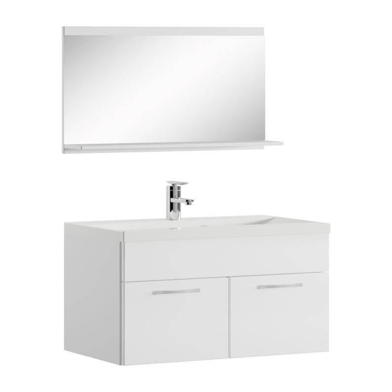 Meuble de salle de bain de Montreal 02 60 cm lavabo Blanc Brillant - Armoire de rangement Meuble lavabo evier Meubles 0