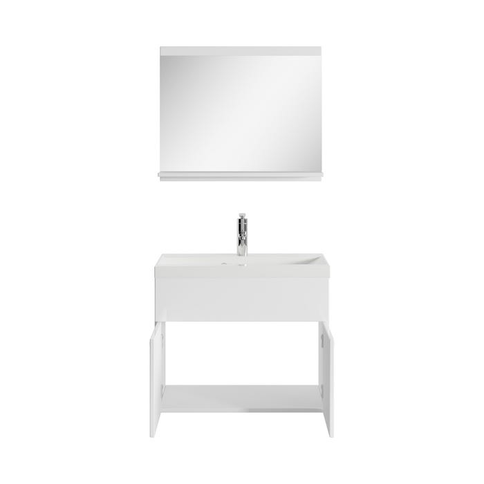 Meuble de salle de bain de Montreal 02 60 cm lavabo Blanc Brillant - Armoire de rangement Meuble lavabo evier Meubles 2