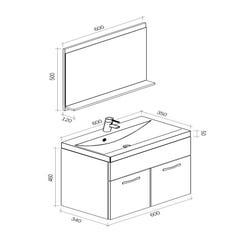 Meuble de salle de bain de Montreal 02 60 cm lavabo Blanc Brillant - Armoire de rangement Meuble lavabo evier Meubles 4