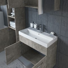 Meuble de salle de bain de Paso 80 x 40 cm lavabo Beton Gris – Armoire de rangement Meuble lavabo armoire miroir 4