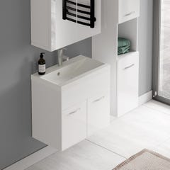 Meuble de salle de bain Montreal 60 cm avec miroir armoire Blanc brillant - Armoire de rangement Meuble lavabo evier Meubles 3