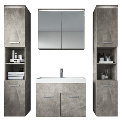 Meuble de salle de bain Paso XL 80 x 40 cm Beton Gris – Armoire de rangement Meuble lavabo evier Meuble lavabo 0