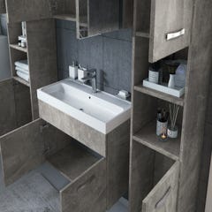 Meuble de salle de bain Paso XL 80 x 40 cm Beton Gris – Armoire de rangement Meuble lavabo evier Meuble lavabo 4