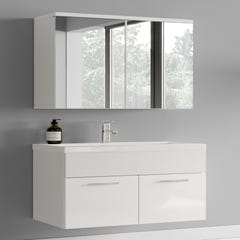 Meuble de salle de bain de Montreal 01 60cm avec miroir armoire Blanc brillant - Armoire de rangement Meuble lavabo evier Meubles 3
