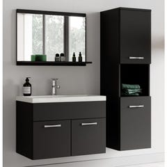 Meuble de salle de bain de Montreal 01 60 cm lavabo Noir mat - Armoire de rangement Meuble lavabo evier Meubles 3