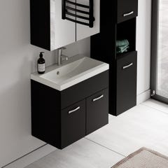 Meuble de salle de bain de Montreal 01 60cm avec miroir armoire Noir mat - Armoire de rangement Meuble lavabo evier Meubles 4