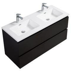 Meuble de salle de bain Angela 120 cm lavabo Noir bois – Armoire de rangement Meuble lavabo 3