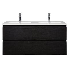 Meuble de salle de bain Angela 120 cm lavabo Noir bois – Armoire de rangement Meuble lavabo 4