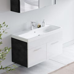 Meuble de salle de bain Paso 02 80 x 40 cm lavabo Gris avec Blanc – Armoire de rangement miroir armoire miroir 3