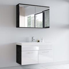 Meuble de salle de bain Paso 02 80 x 40 cm lavabo Gris avec Blanc – Armoire de rangement miroir armoire miroir 1