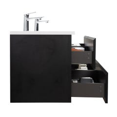Meuble de salle de bain Angela 140 cm lavabo noir bois – Armoire de rangement Meuble lavabo 2