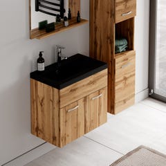 Meuble de salle de bain de Montreal 02 60 cm lavabo noir - Chene - Armoire de rangement Meuble lavabo evier Meubles 2