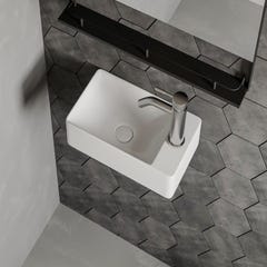 Lave-main suspendu en céramique blanche - L38 x H10 x P22 cm - ERAVAL II 1