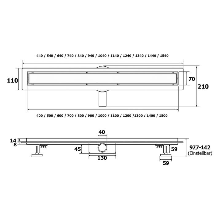 AICA caniveau de douche en acier inoxydable italien 2 en 1+siphon 360°, Siphon de drainage, réglable en hauteur avec désodorisant - 90 cm 4