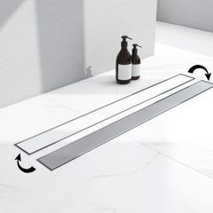 AICA caniveau de douche en acier inoxydable italien 2 en 1, siphon de drainage au sol en carrelage, réglable en hauteur avec désodorisant - 140 cm 0