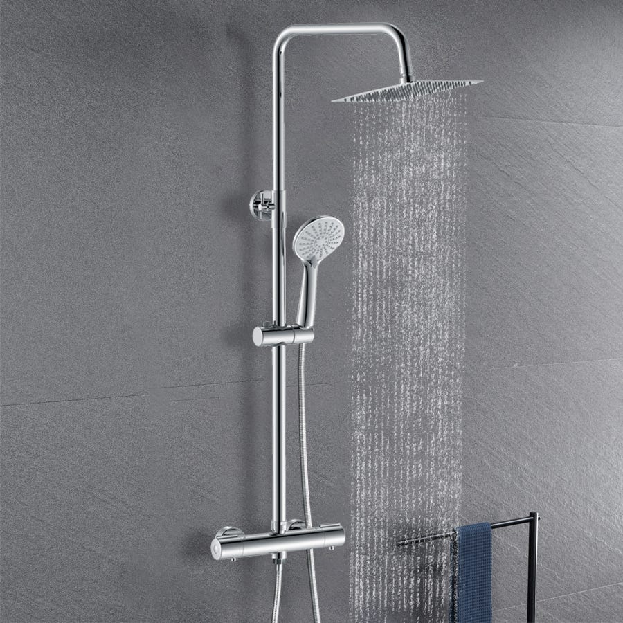 AICA Colonne de douche thermostatique cascade avec douchette à main, ensemble de douche en acier inoxydable, douche à effet de pluie 0