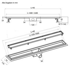 AICA caniveau de douche en acier inoxydable italien,siphon de drainage au sol en carrelage,réglable en hauteur avec désodorisant- Style 1-60 cm 4