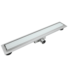 Balneo Caniveau de douche en Acier Inox 90cm, finition en verre clair, avec Siphon, G-Drain Next 2