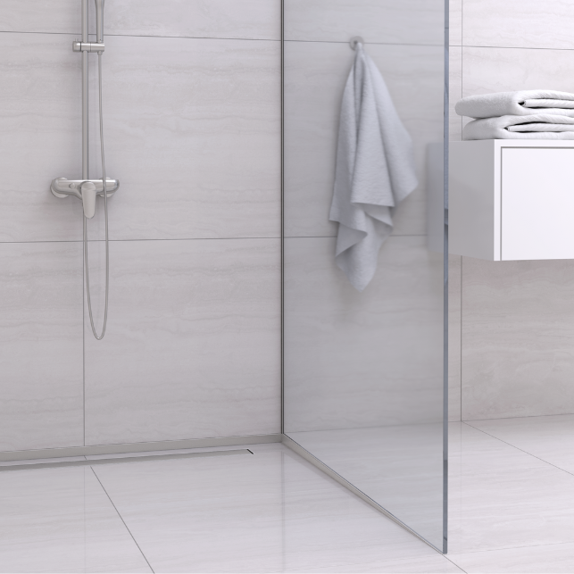 Balneo Profilé latéral incliné gauche pour douche à l'italienne 170cm, acier inoxydable, finition inox, Pente de 1,5% 3