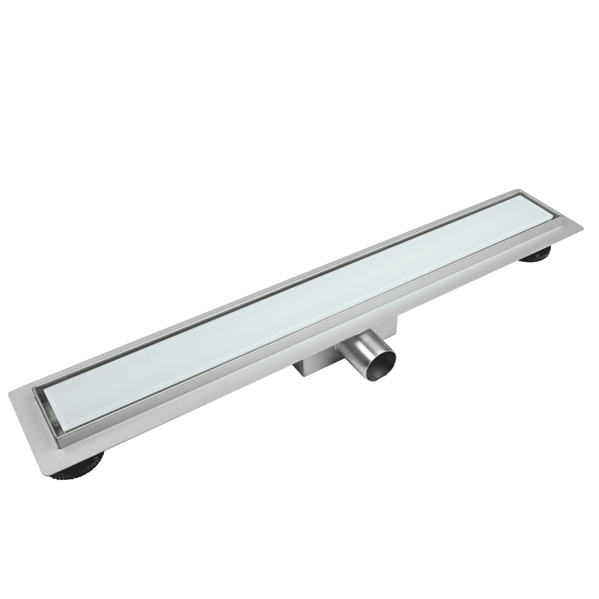 Balneo Caniveau de douche en Acier Inox 80cm, finition en verre clair, avec Siphon, G-Drain Next 2