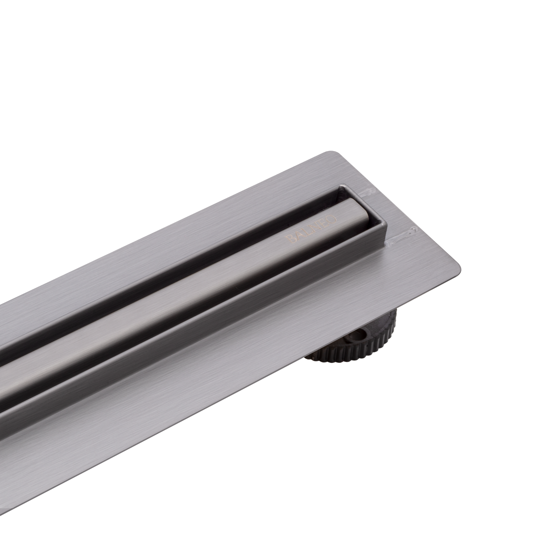 Balneo Caniveau de douche Slim en Acier Inox 60cm, finition graphite, avec Siphon rotatif, Slim&Low ProLine 0