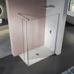 GRAND VERRE Paroi de douche avec volet fixe 40+80 verre 8mm transparent profilés et accessoires chromés 0