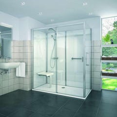Cabine de douche version haute en angle largeur 136 cm largeur 67,7cm blanc verre clair déperlant 1