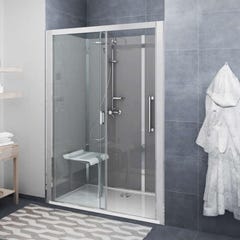 Cabine de douche version haute en niche largeur 136 cm largeur 87,7cm anthracite verre clair déperlant 1