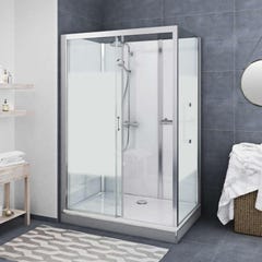 Cabine de douche version haute en angle largeur 136 cm largeur 87,7cm anthracite verre sérigraphié déperlant 0