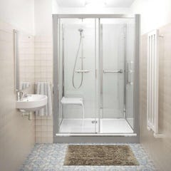 Cabine de douche version haute en niche largeur 136 cm largeur 77,7cm blanc verre sérigraphié déperlant 0