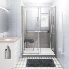Cabine de douche version mixte en niche largeur 136 cm largeur 87,7cm anthracite verre sérigraphié déperlant 0