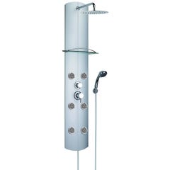 Colonne de douche mécanique multifonctions -TOTEM - Aluminium - Longueur flexible : 1,75 m - Diamètre pomme de douche : 250 mm 1