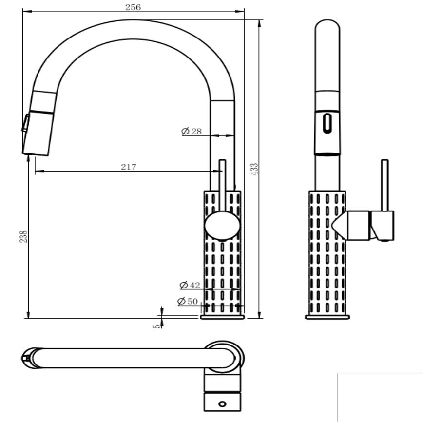 Architek mitigeur évier douchette extractible gris gun métal 2