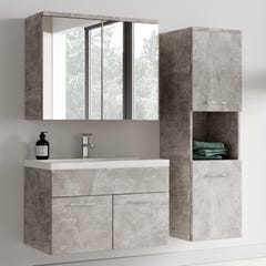 Meuble de salle de bain de Montreal 01 60cm avec miroir armoire Beton Gris - Armoire de rangement Meuble lavabo evier Meubles 1