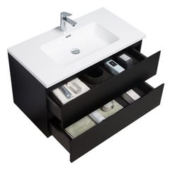 Meuble de salle de bain Angela 90 cm lavabo Noir mat – Armoire de rangement Meuble lavabo 1