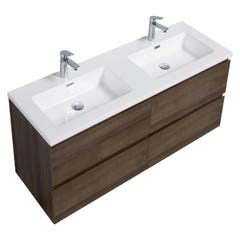 Meuble de salle de bain Angela 140 cm lavabo Chene Marron – Armoire de rangement Meuble lavabo 3