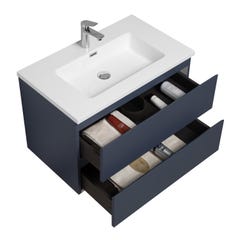 Meuble de salle de bain Angela 80 cm bleu mat – Armoire de rangement Meuble lavabo 1