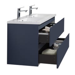 Meuble de salle de bain Angela 120 cm lavabo bleu mat – Armoire de rangement Meuble lavabo 3