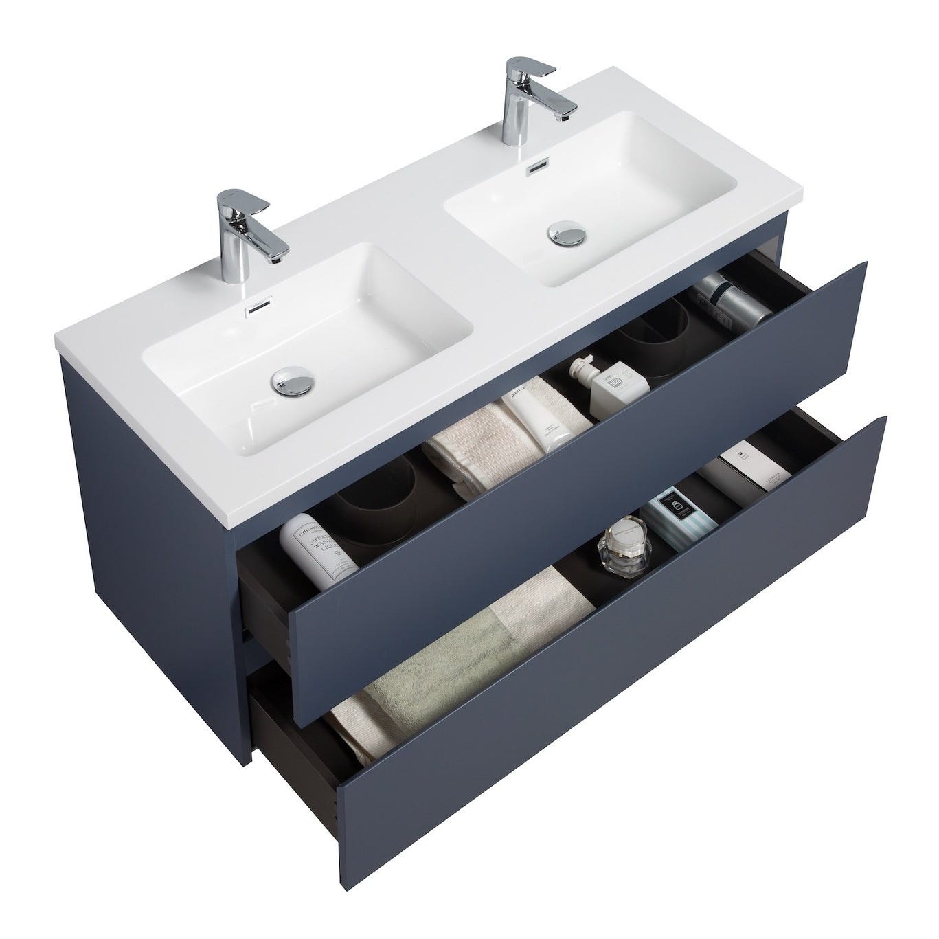 Meuble de salle de bain Angela 120 cm lavabo bleu mat – Armoire de rangement Meuble lavabo 1