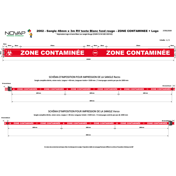 Kit cône avec dérouleur 50mmx3m Rouge Zone contaminée - 2830362 1