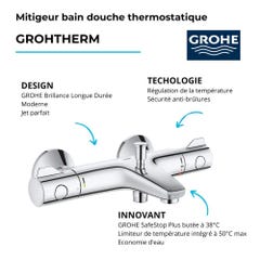 Robinet bain thermostatique GROHE Grohtherm 800 avec colonnettes 1