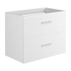 Meuble de salle de bain suspendu simple vasque avec colonne de rangement - Coloris blanc - 80 cm - KAYLA 4