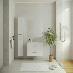 Colonne de salle de bain suspendue - 6 étagères - Coloris blanc - L30 x P25 x H160 cm - KAYLA 0