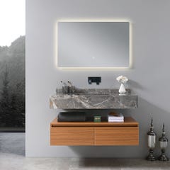 Meuble salle de bain simple vasque grise ROSA 100 cm + miroir 0