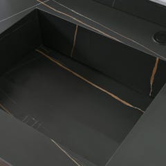 Meuble salle de bain simple vasque noire ROSA 100 cm + miroir 2