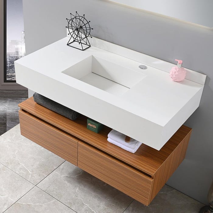 Meuble salle de bain simple vasque blanche ROSA 100 cm + miroir 5
