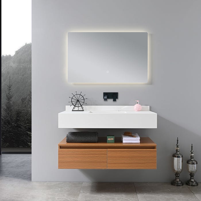 Meuble salle de bain simple vasque blanche ROSA 100 cm + miroir 0