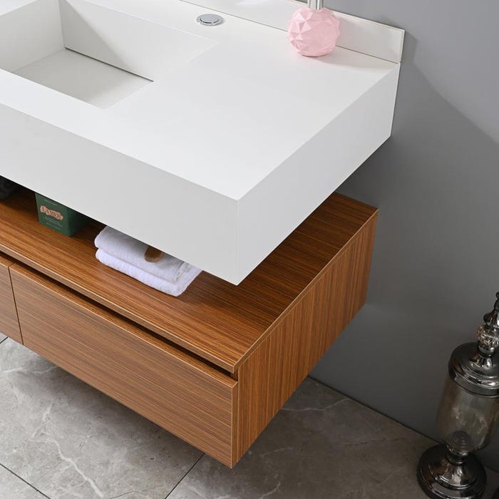 Meuble salle de bain simple vasque blanche ROSA 100 cm + miroir 4
