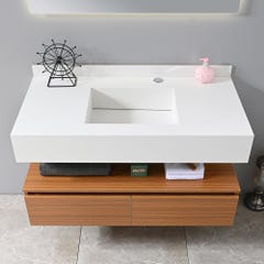 Meuble salle de bain simple vasque blanche ROSA 100 cm + miroir 6