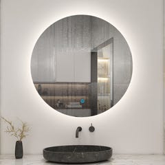 AICA LED Miroir lumineux rond 100cm anti-buée + dimmable + mémoire miroir salle de bain 3